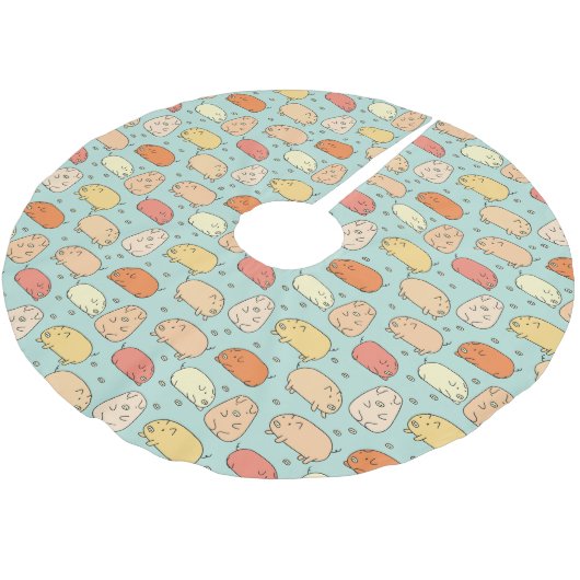 Cute Mint Pig Pattern Kerstboom Rok (Gekanteld)