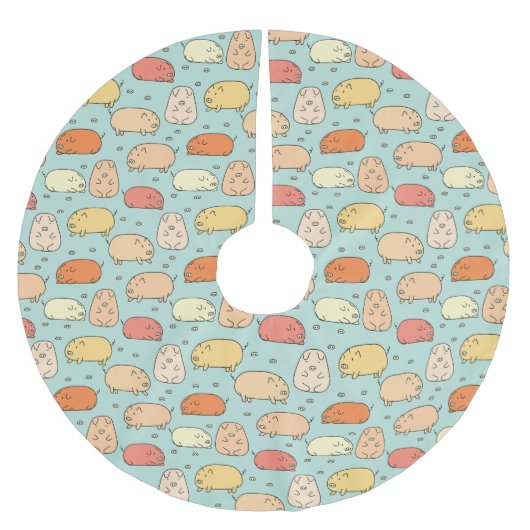 Cute Mint Pig Pattern Kerstboom Rok (Voorkant)