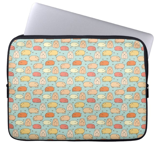 Cute Mint Pig Pattern Laptop Sleeve (Voorkant)