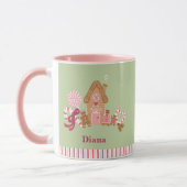 Cute Mint Pink Candy Cane Gingerbrood House Mok (Links)