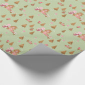 Cute Mint Pink Gingerbrood Candy Cane Cadeaupapier (Hoek)