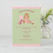 Cute Mint Pink Gingerbrood Candy Cane Invitation Kaart (Staand voorkant)