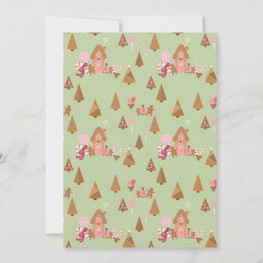 Cute Mint Pink Gingerbrood Candy Cane Invitation Kaart (Achterkant)