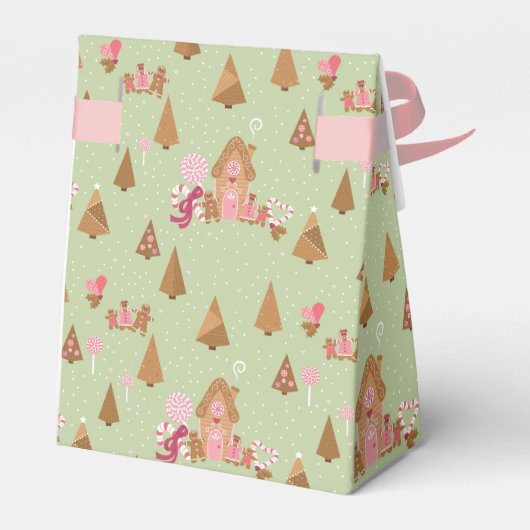 Cute Mint Pink Gingerbrood Candy Cane Tent Bedankdoosjes (Achterkant)