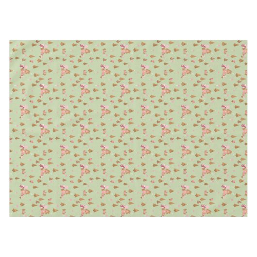 Cute Mint Pink Gingerbrood Candy Canes Tablecloth Tafelkleed (Voorkant (Horizontaal))