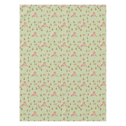 Cute Mint Pink Gingerbrood Candy Canes Tablecloth Tafelkleed (Voorkant)