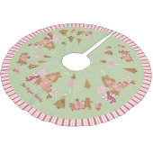 Cute Mint Pink Gingerbrood House Candy Cane Brushe Kerstboom Rok (Gekanteld)