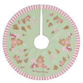 Cute Mint Pink Gingerbrood House Candy Cane Brushe Kerstboom Rok (Voorkant)