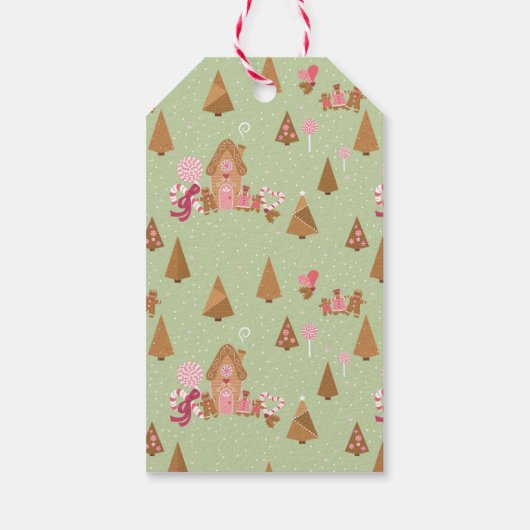 Cute Mint Pink Gingerbrood Snoep Gift Label Cadeaulabel (Achterkant)