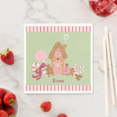 Cute Mint Pink Gingerbrood Snoep Papier Napkin Servet (Insitu)