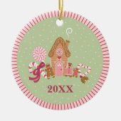 Cute Mint Pink Gingerbrood Snoep Round Ornament (Voorkant)