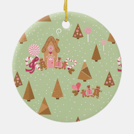 Cute Mint Pink Gingerbrood Snoep Round Ornament (Achterkant)
