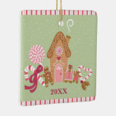 Cute Mint Pink Gingerbrood Snoep Square Ornament (Rechts)