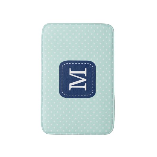 Cute Mint Polka Dot Pattern Custom Monogram Badmat (Voorkant Verticaal)