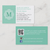 Cute Mint Polka Dots with Girly Monogram Boutique Visitekaartje (Voorkant / Achterkant)