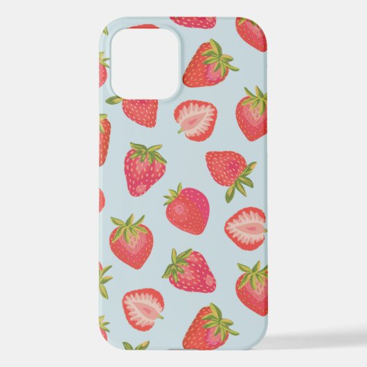 Cute Mint Strawberry-patroon iPhone Hoesje (Achterkant)