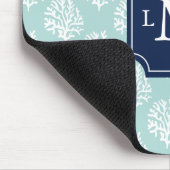 Cute Mint Summer Pattern en Blue Monogram Muismat (Hoek)