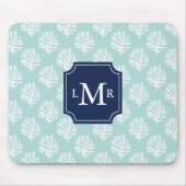 Cute Mint Summer Pattern en Blue Monogram Muismat (Voorkant)