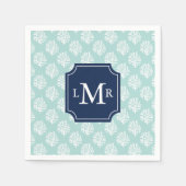 Cute Mint Summer Pattern en Blue Monogram Servetten (Voorkant)
