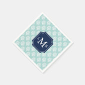 Cute Mint Summer Pattern en Blue Monogram Servetten (Hoek)