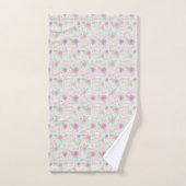 Cute Mint Tea Cups en Rozen Patroon Bad Handdoek (Handdoek)