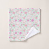 Cute Mint Tea Cups en Rozen Patroon Bad Handdoek (Wasdoekje)