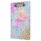 Cute Mint Unicorn Animal print glitter monogram Klembord (Links)