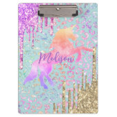 Cute Mint Unicorn Animal print glitter monogram Klembord (Voorkant)