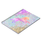 Cute Mint Unicorn Animal print glitter monogram Notitieboek (Linkerzijde)