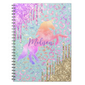 Cute Mint Unicorn Animal print glitter monogram Notitieboek (Voorkant)