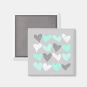 Cute mintgrijze liefdeshartjes magneet (Voorkant / Achterkant)