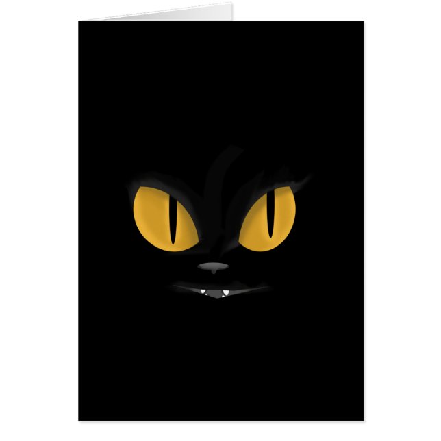 Cute Mischievous Black Cat with Fangs (Voorkant)