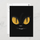 Cute Mischievous Black Cat with Fangs Briefkaart (Voorkant / Achterkant)