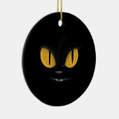 Cute Mischievous Black Cat with Fangs Keramisch Ornament (Rechts)