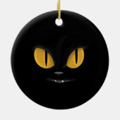 Cute Mischievous Black Cat with Fangs Keramisch Ornament (Achterkant)