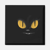 Cute Mischievous Black Cat with Fangs Magneet (Voorkant)