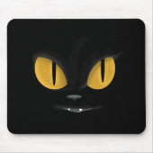 Cute Mischievous Black Cat with Fangs Muismat (Voorkant)