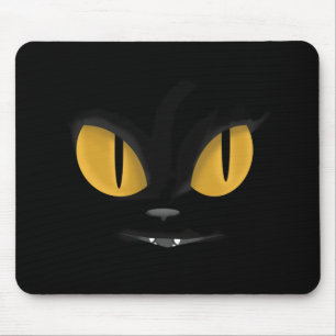 Cute Mischievous Black Cat with Fangs Muismat