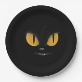 Cute Mischievous Black Cat with Fangs Papieren Bordje (Voorkant)