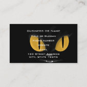 Cute Mischievous Black Cat with Fangs Visitekaartje (Achterkant)