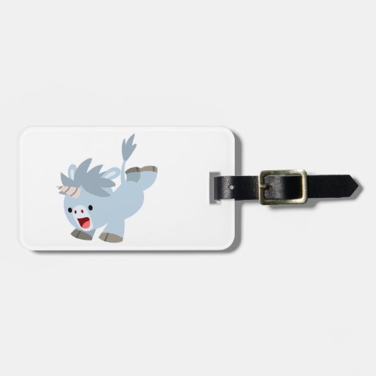 Cute Mischievous Cartoon Baby Unicorn Bagagelabel (Voorkant horizontaal)