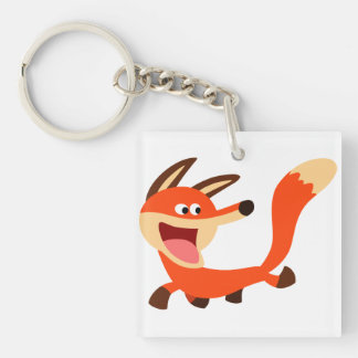 Cute Mischievous Cartoon Fox AcrylSleutelhanger Sleutelhanger