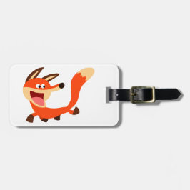 Cute Mischievous Cartoon Fox Bagagelabel