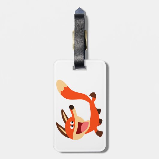 Cute Mischievous Cartoon Fox Bagagelabel (Achterkant verticaal)