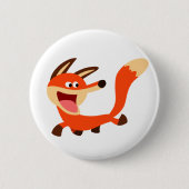 Cute Mischievous Cartoon Fox Button Badge (Voorkant)