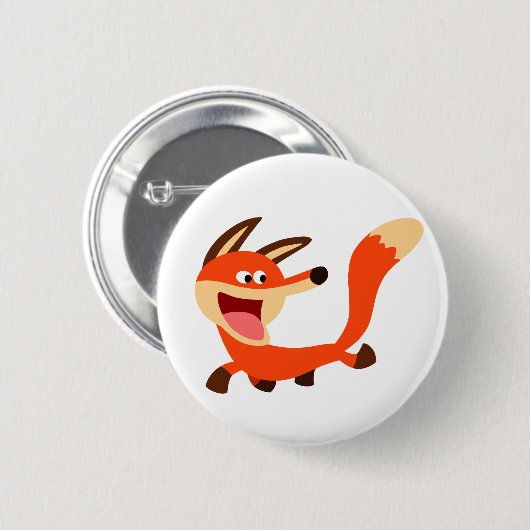 Cute Mischievous Cartoon Fox Button Badge (Voorkant /achterkant)