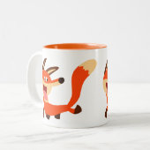 Cute Mischievous Cartoon Fox Tweekleurige Koffiemok (Voorkant links)