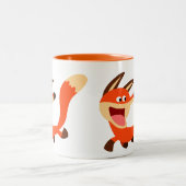 Cute Mischievous Cartoon Fox Tweekleurige Koffiemok (Center)