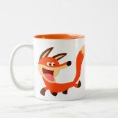Cute Mischievous Cartoon Fox Tweekleurige Koffiemok (Links)