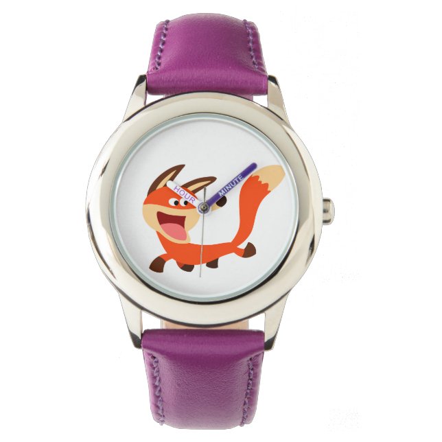 Cute Mischievous Cartoon Fox Watch Horloge (Voorkant)